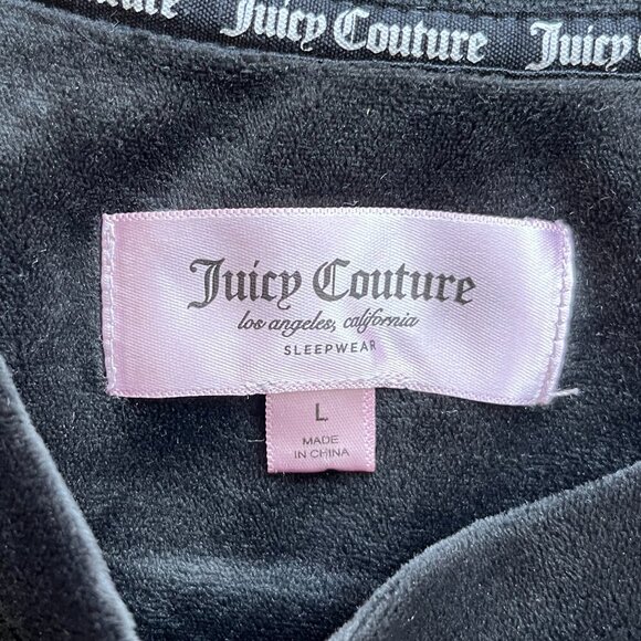 Juicy Couture Velour Rhinestone Logo Sweatshirt Black Size L Pullover Sleepwear - Picture 2 of 6